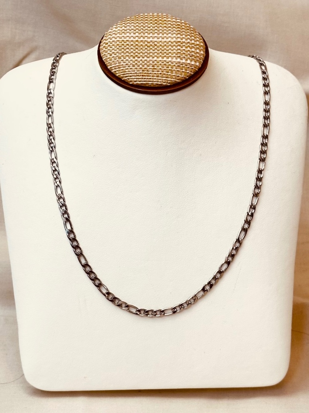 Handmade Stainless Steel Figaro Chain Necklace 20” Minimalist Layering Gift